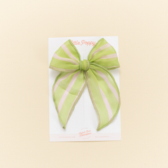 Kiwi Chiffon Stripe Bow Clip