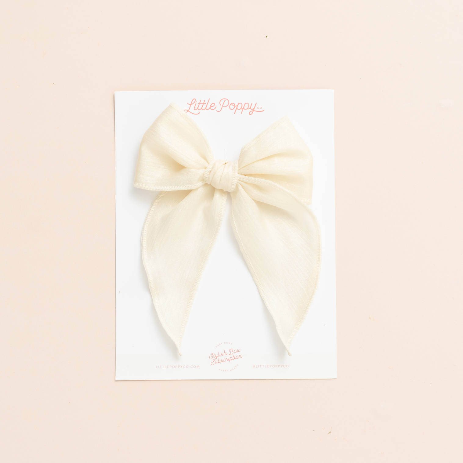 Cream Satin Shimmer Bow Clip