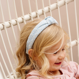Cerulean Embroidered Bow Knot Headband