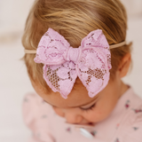 Iris Rose Lace Floral Headband Bow