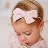 Blush Pointelle Knit Headband Bow