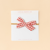 Red Check Baby Headband Bow