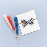 Navy Daisy Check Baby Headband Bow