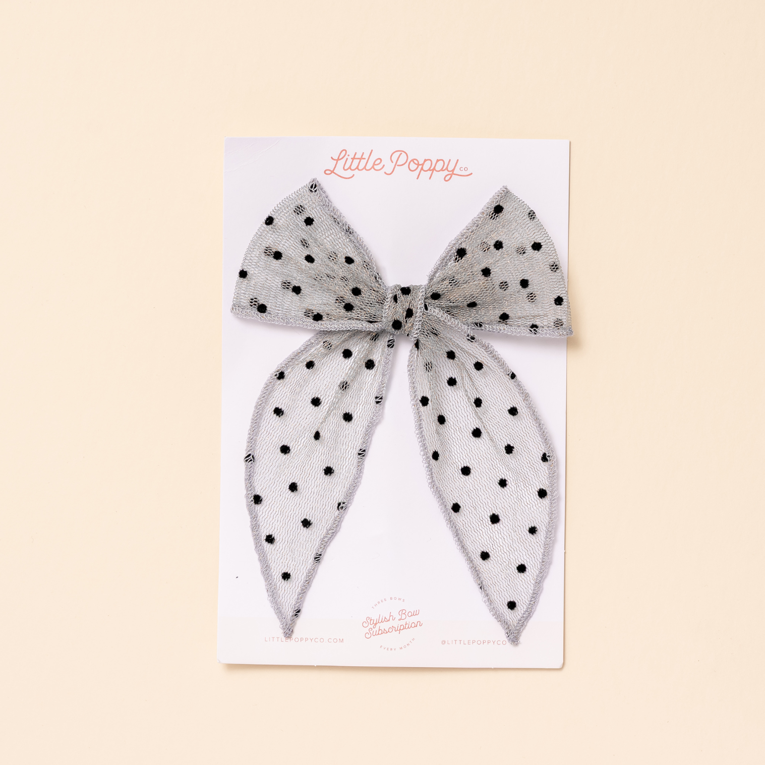 Blue Dotted Tulle Bow Clip
