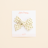 Green Textured Dot Bow Clip