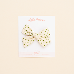 Green Textured Dot Bow Clip