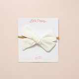 White Knitted Hearts Headband Bow