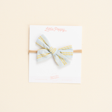 Light Blue Dashed Stripes Headband Bow