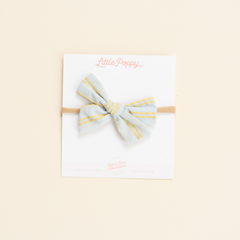 Light Blue Dashed Stripes Headband Bow