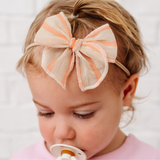 Cantaloupe Chiffon Stripe Headband Bow