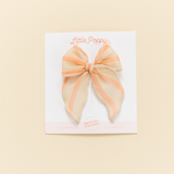 Cantaloupe Chiffon Stripe Bow Clip