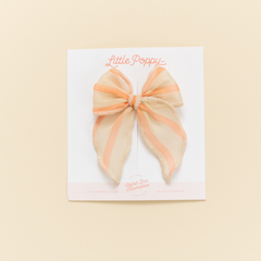 Cantaloupe Chiffon Stripe Bow Clip
