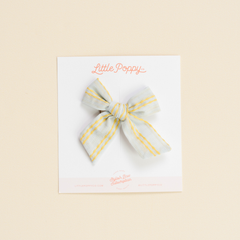 Light Blue Dashed Stripes Bow Clip
