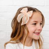 Cantaloupe Chiffon Stripe Bow Clip