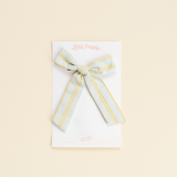Light Blue Dashed Stripes Bow Clip
