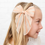 Cantaloupe Chiffon Stripe Bow Clip
