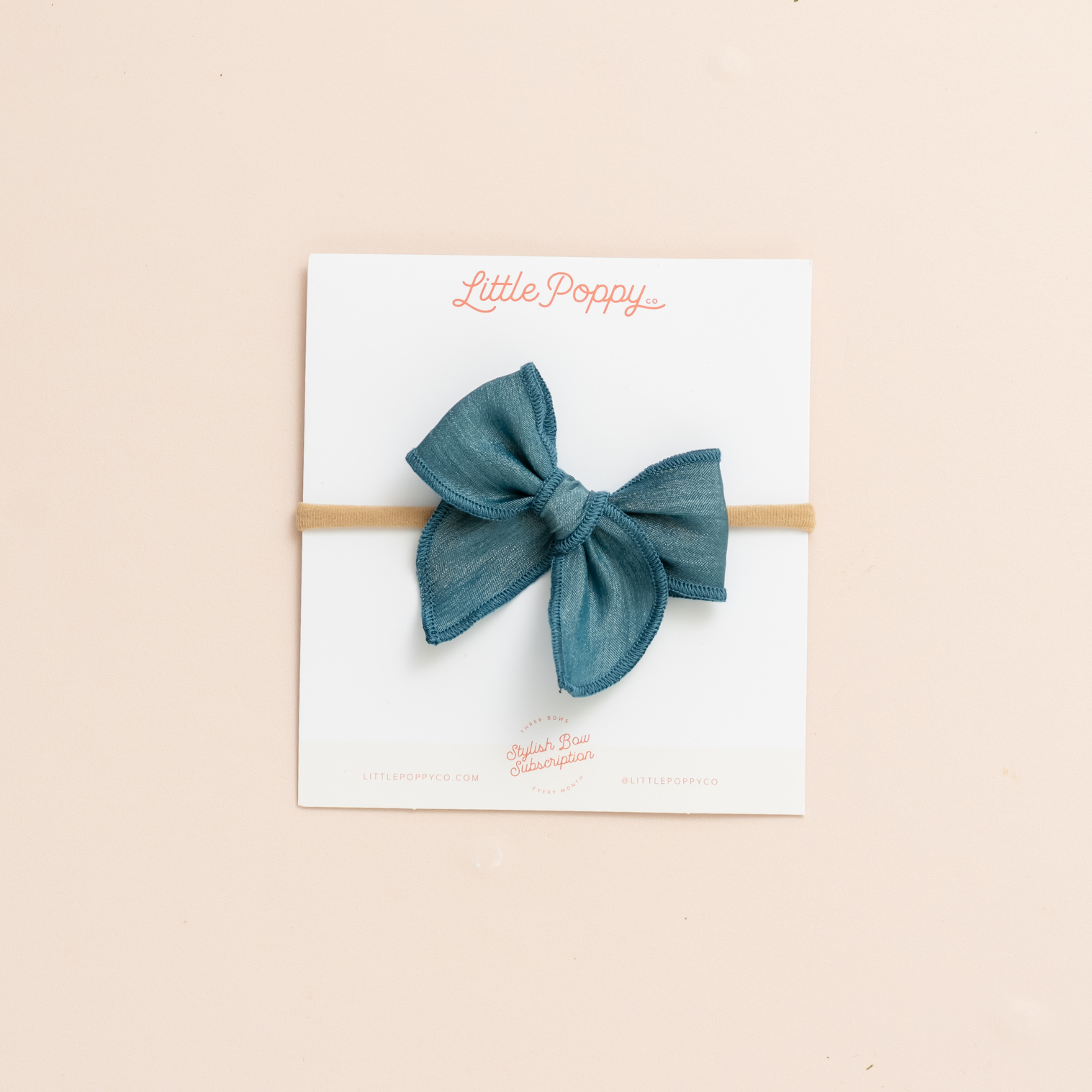 Steel Blue Satin Shimmer Headband Bow