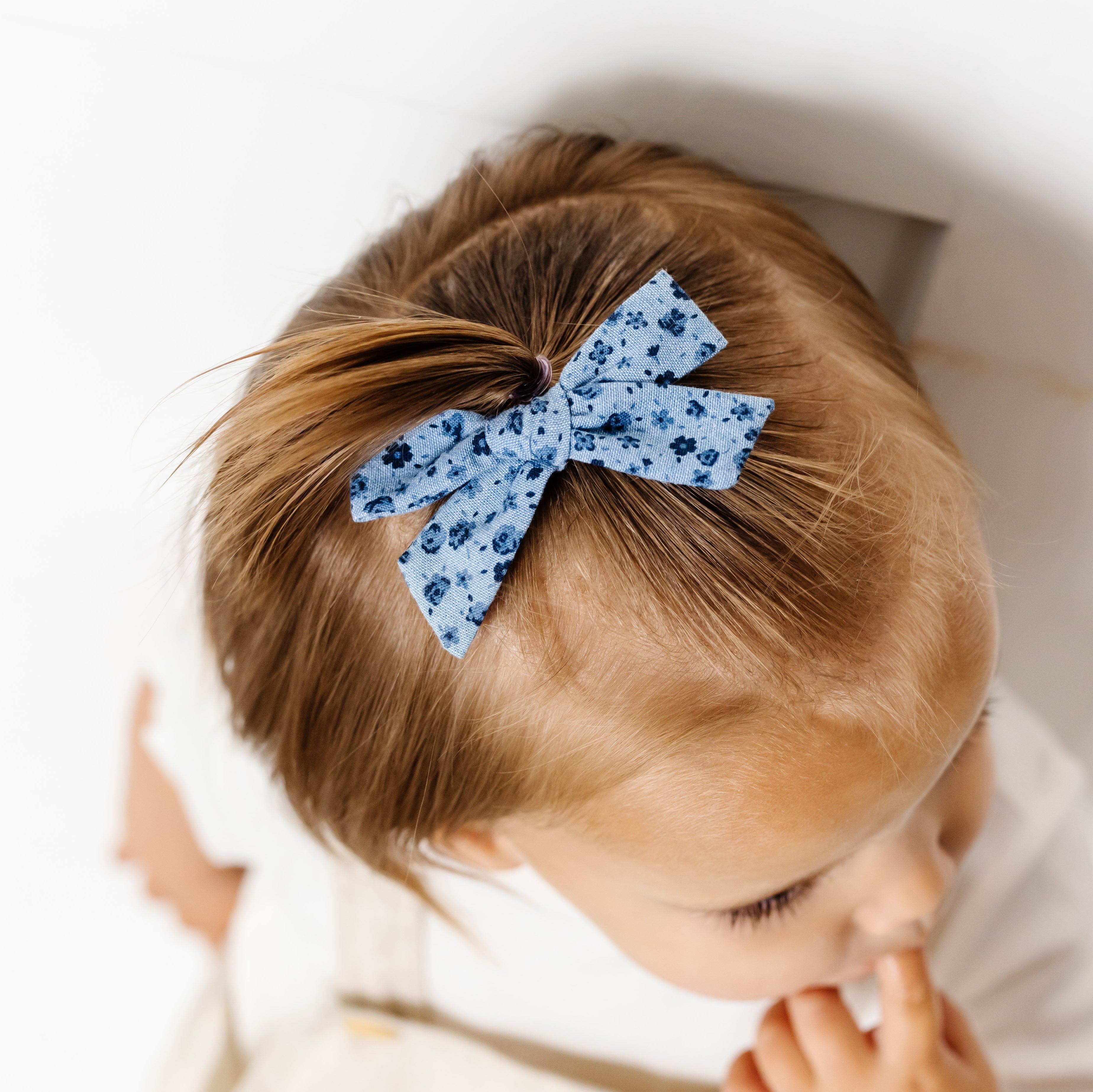 Blue Floral Bow Clip