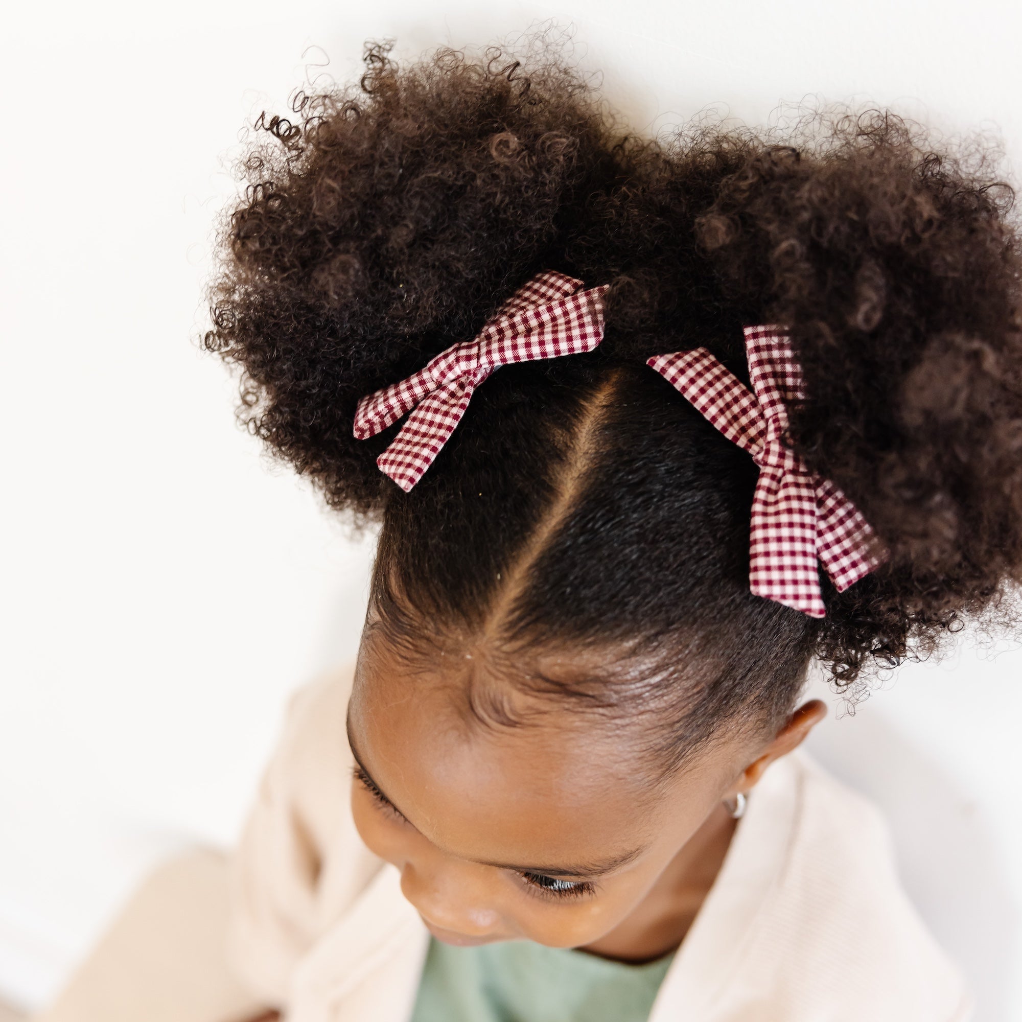Maroon Check Bow Clip