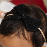 Ebony Pleated Sparkle Headband Bow