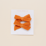 Pumpkin Knit Pigtail Bow Clip