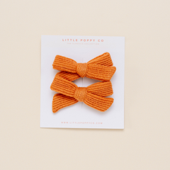 Pumpkin Knit Pigtail Bow Clip