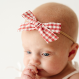 Red Check Baby Headband Bow