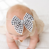 Black Classic Gingham Headband Bow