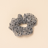 Blue Dotted Tulle Midi Scrunchie