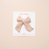 Blush Pointelle Knit Bow Clip