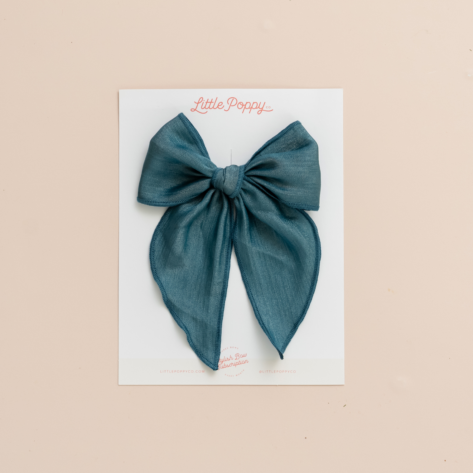 Steel Blue Satin Shimmer Bow Clip