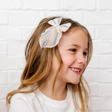 Coastal Chiffon Stripe Bow Clip