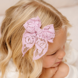 Iris Rose Lace Floral Bow Clip