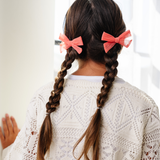 Tangerine Mesh Pigtail Bow Clip