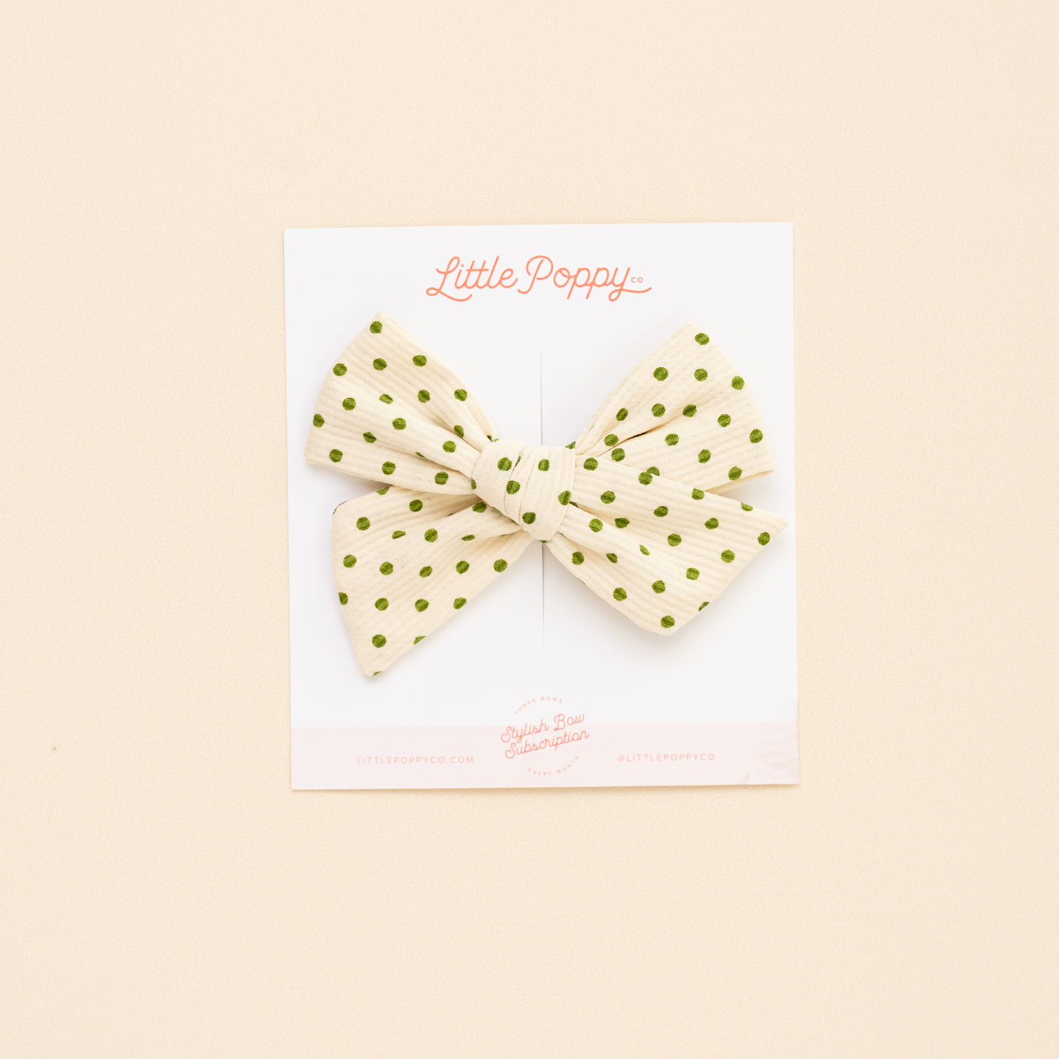 Green Textured Dot Bow Clip