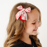 Red Layered Lace Bow Clip