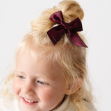 Wine Penny Satin Bow Clip
