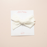White Knitted Hearts Bow Clip