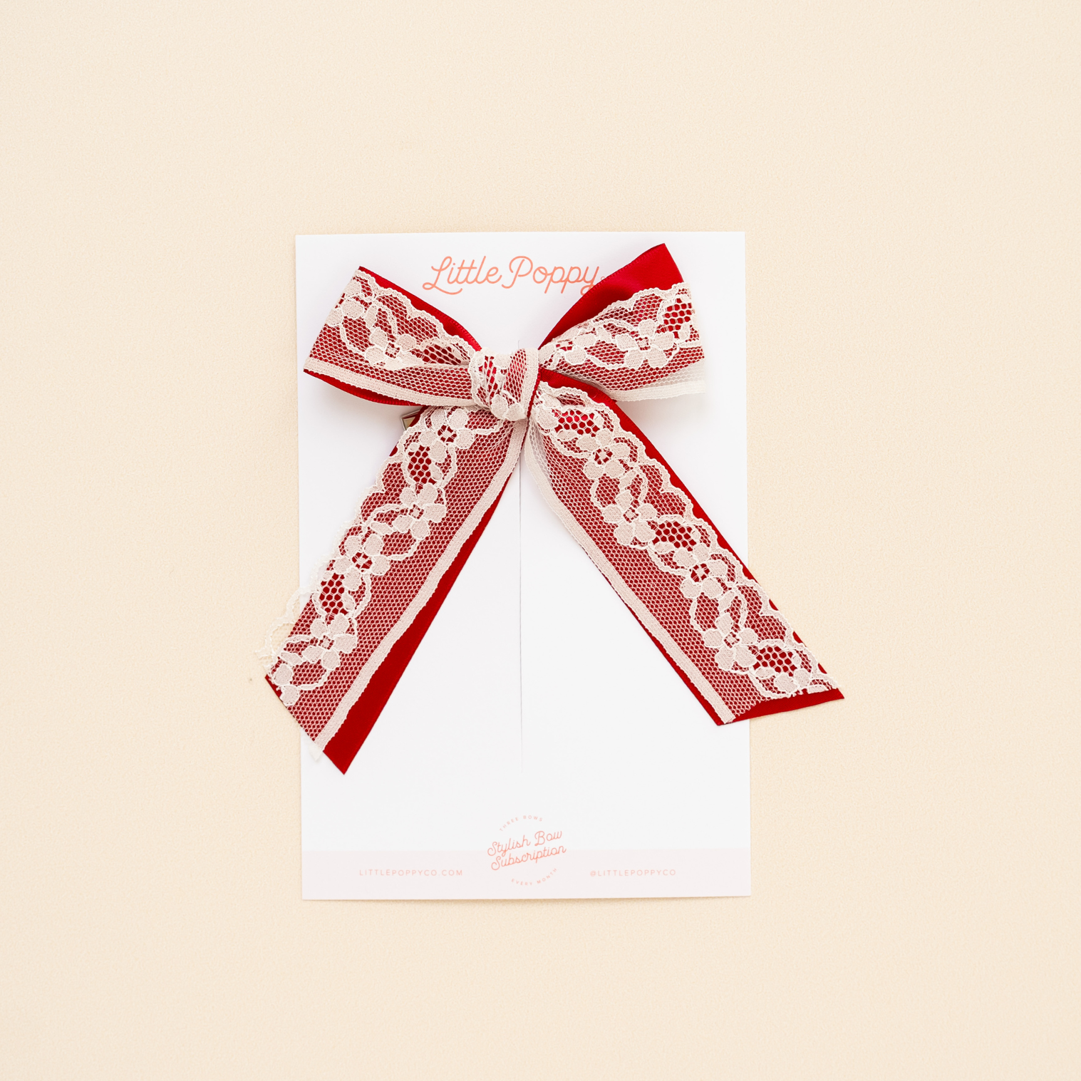 Red Layered Lace Bow Clip