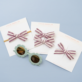 Purple Linen Stripe Bow Clip
