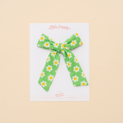 Lime Daisy Bow Clip