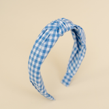 Berry Blue Gingham Knot Headband