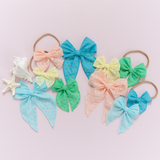 Mermaid Blue Ditsy Daisy Headband Bow