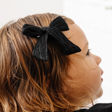 Ebony Pleated Sparkle Bow Clip