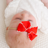 Strawberry Scalloped Ribbon Headband Bow