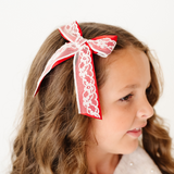 Red Layered Lace Bow Clip