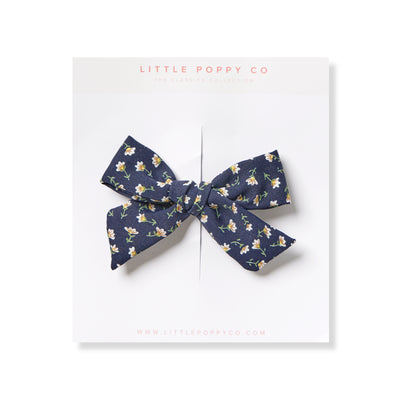 Midnight Winter Floral Bow Clip