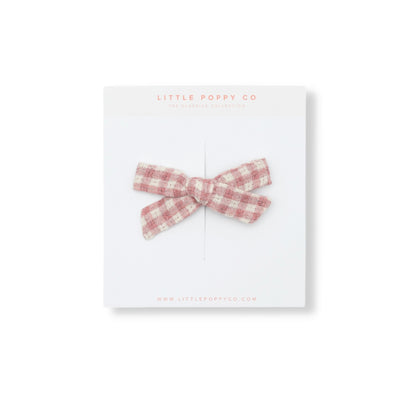 Pink Gingham Bow Clip