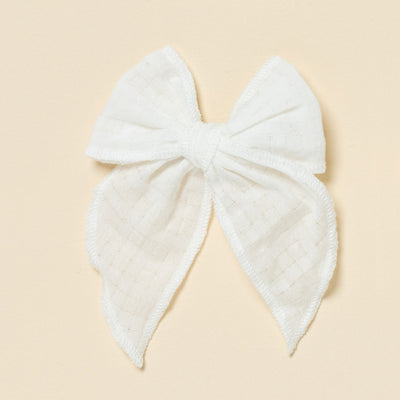 White Cotton Dobby Bow Clip