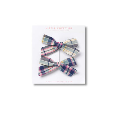 Summer Plaid Pigtail Bow Clips